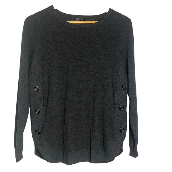 LETY & ME Lightweight Side Button Charcoal Gray Sweater/Shirt Women's Size S - Picture 1 of 6